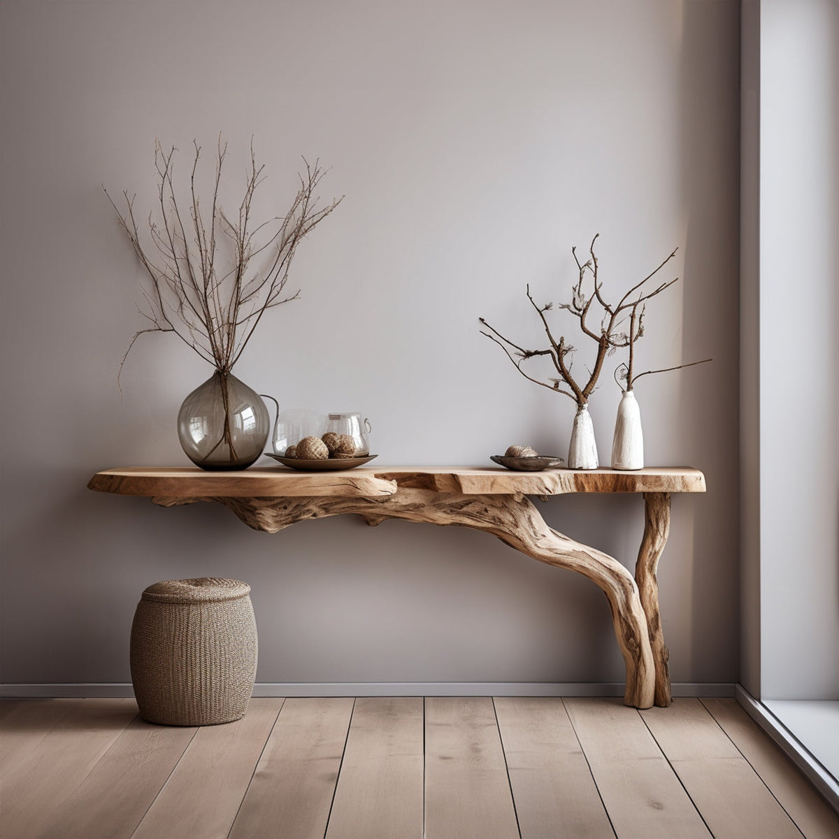 Rustic Wood Floating Side Table for Modern Spaces CTHCH-001