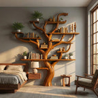 Corner Branch Shelf Wood Bookcase Wall Mounted